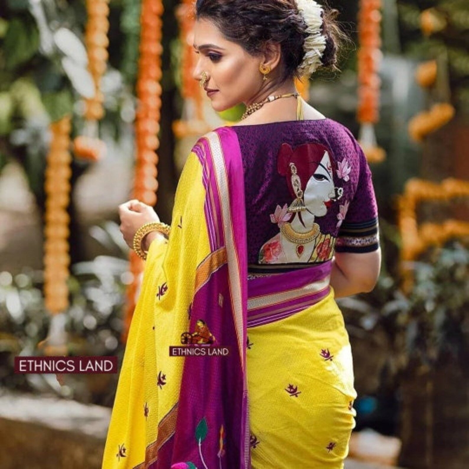 Bright Yellow Resham Khan Saree With Being Woman Blouse Piece