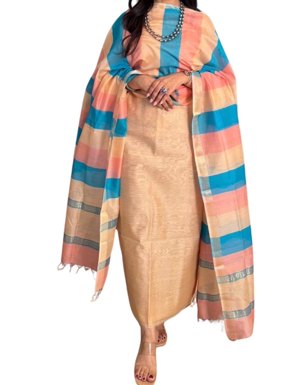 Maheshwari Silk Salwar Suit Piece for Traditional Festive Wear