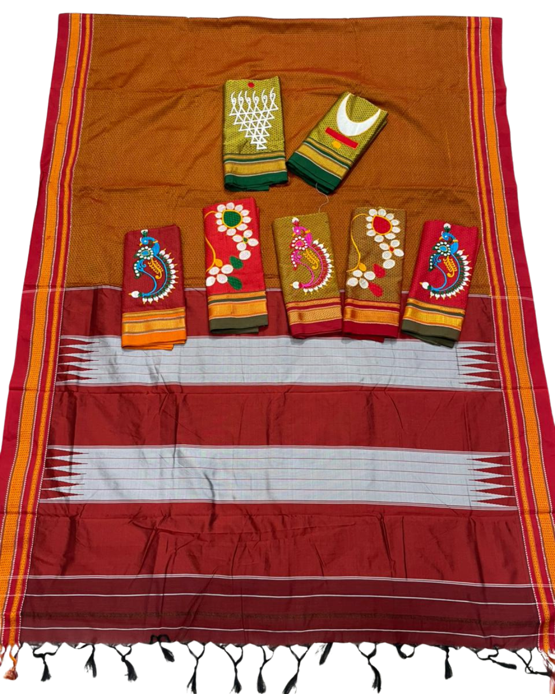 Rust Orange Resham Blend Maharashtrian Khun Saree