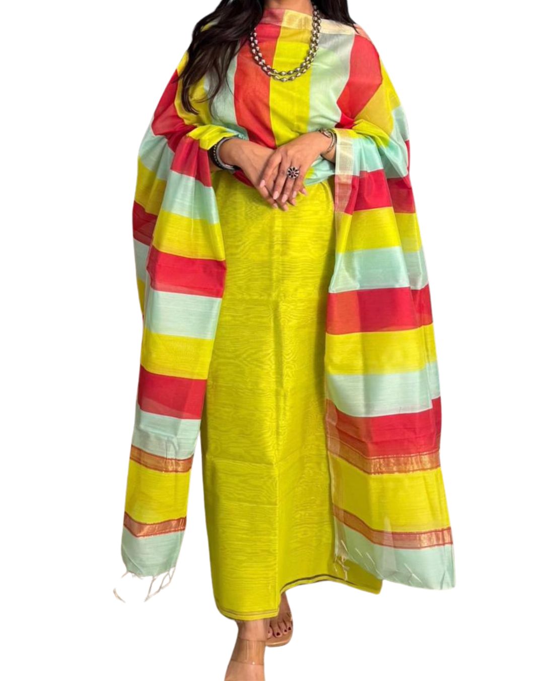Maheshwari Silk Salwar Suit Piece for Traditional Festive Wear