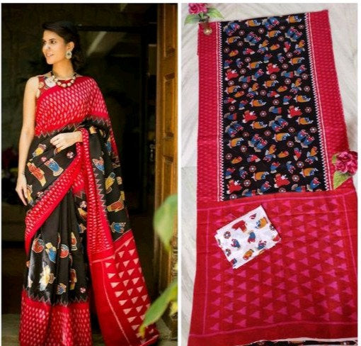 Hasta Mudra Print Soft Malmal Cotton Saree