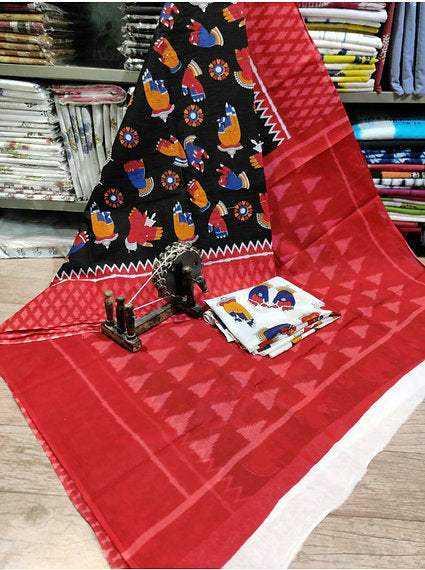 Hasta Mudra Print Soft Malmal Cotton Saree