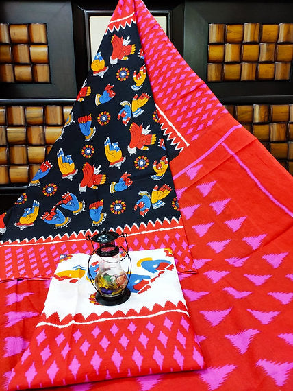 Hasta Mudra Print Soft Malmal Cotton Saree
