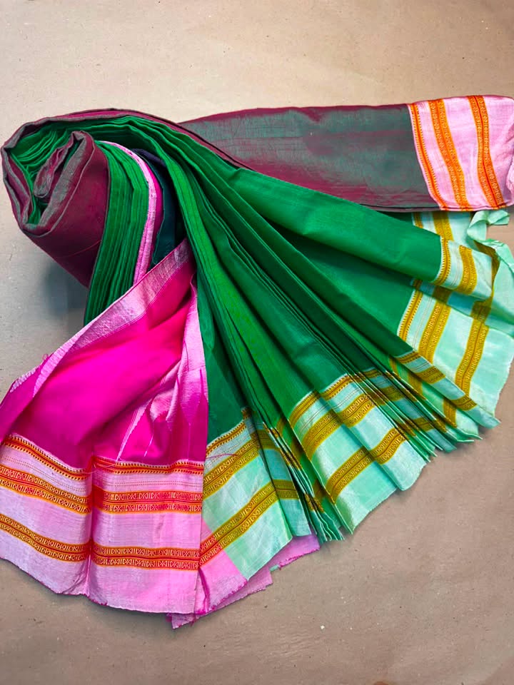 Karnataka Pure Handloom Ilkal Gayatri Saree – Silk Pallu | Viscose Cotton Body