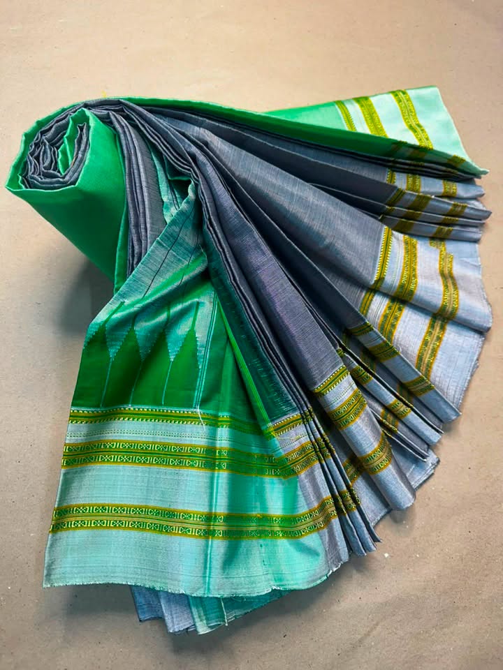 Karnataka Pure Handloom Ilkal Gayatri Saree – Silk Pallu | Viscose Cotton Body