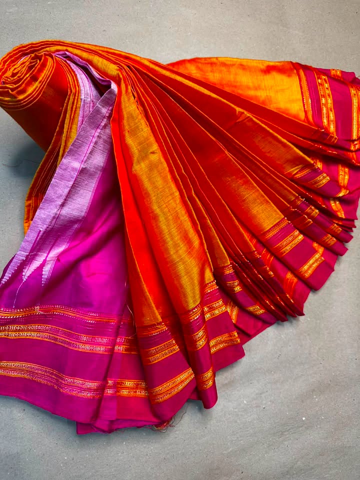 Karnataka Pure Handloom Ilkal Gayatri Saree – Silk Pallu | Viscose Cotton Body