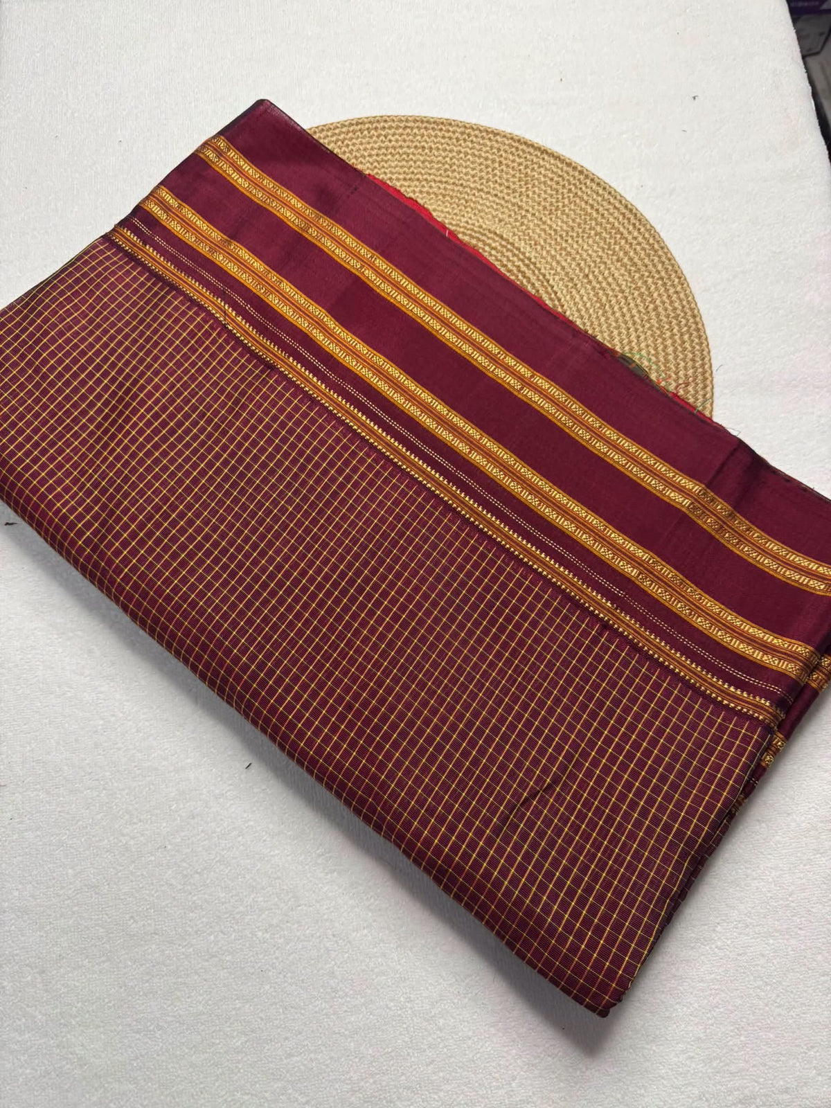 Karnataka Handloom Ragawali Checks Ilkal Saree | Pure Cotton Viscose with Pure Silk Pallu