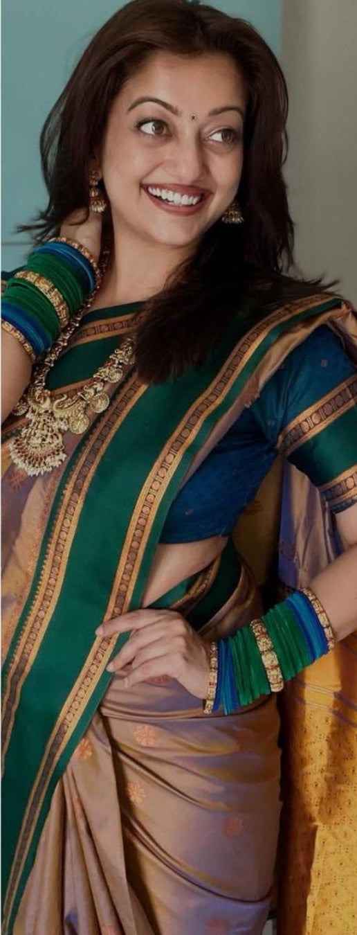 Green & Gold Traditional Maharashtrian Silk Saree