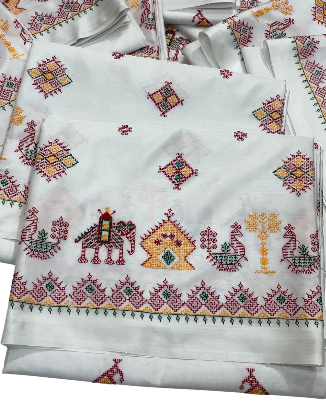 White Malai Silk Kasuti Work Saree