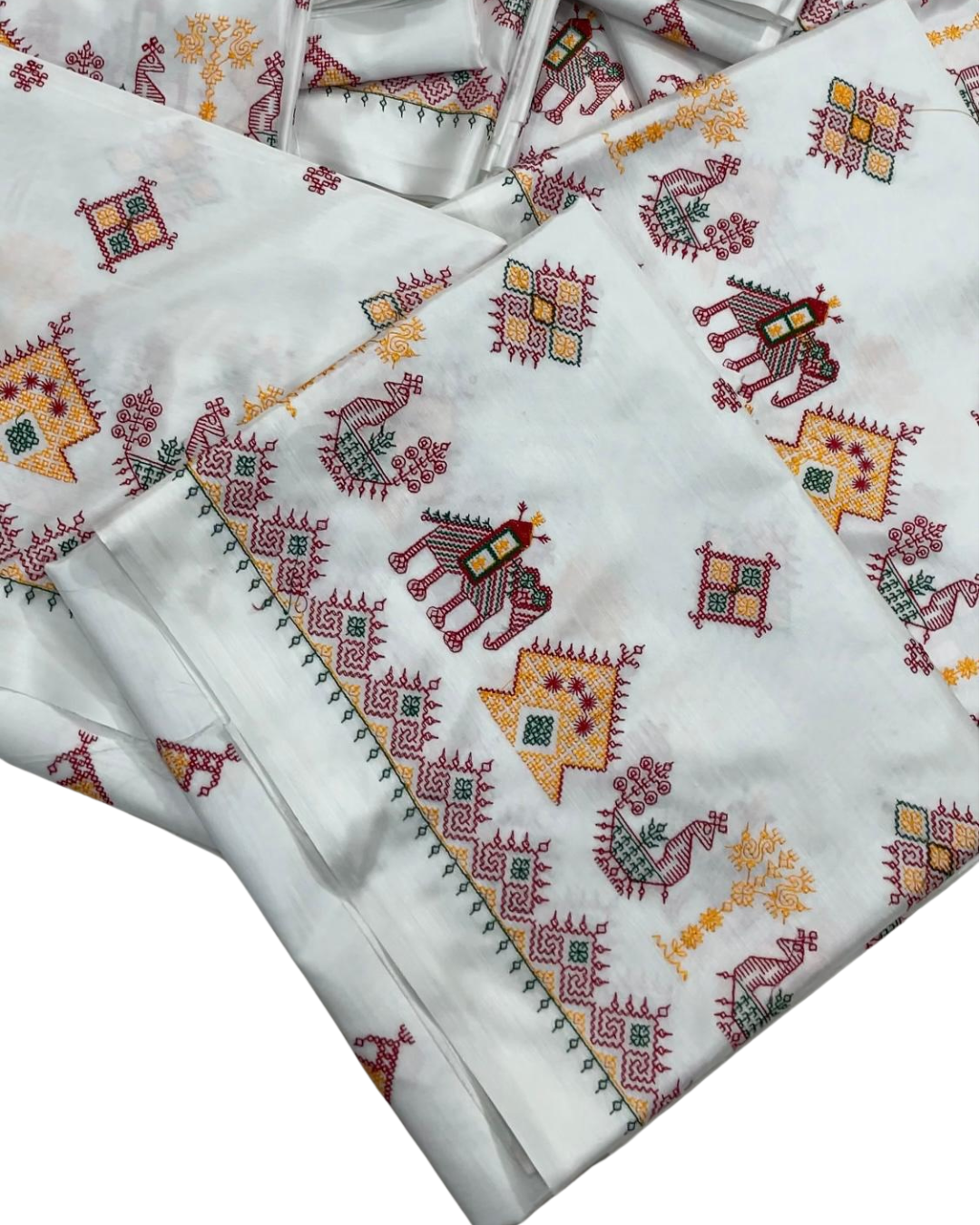 White Malai Silk Kasuti Work Saree
