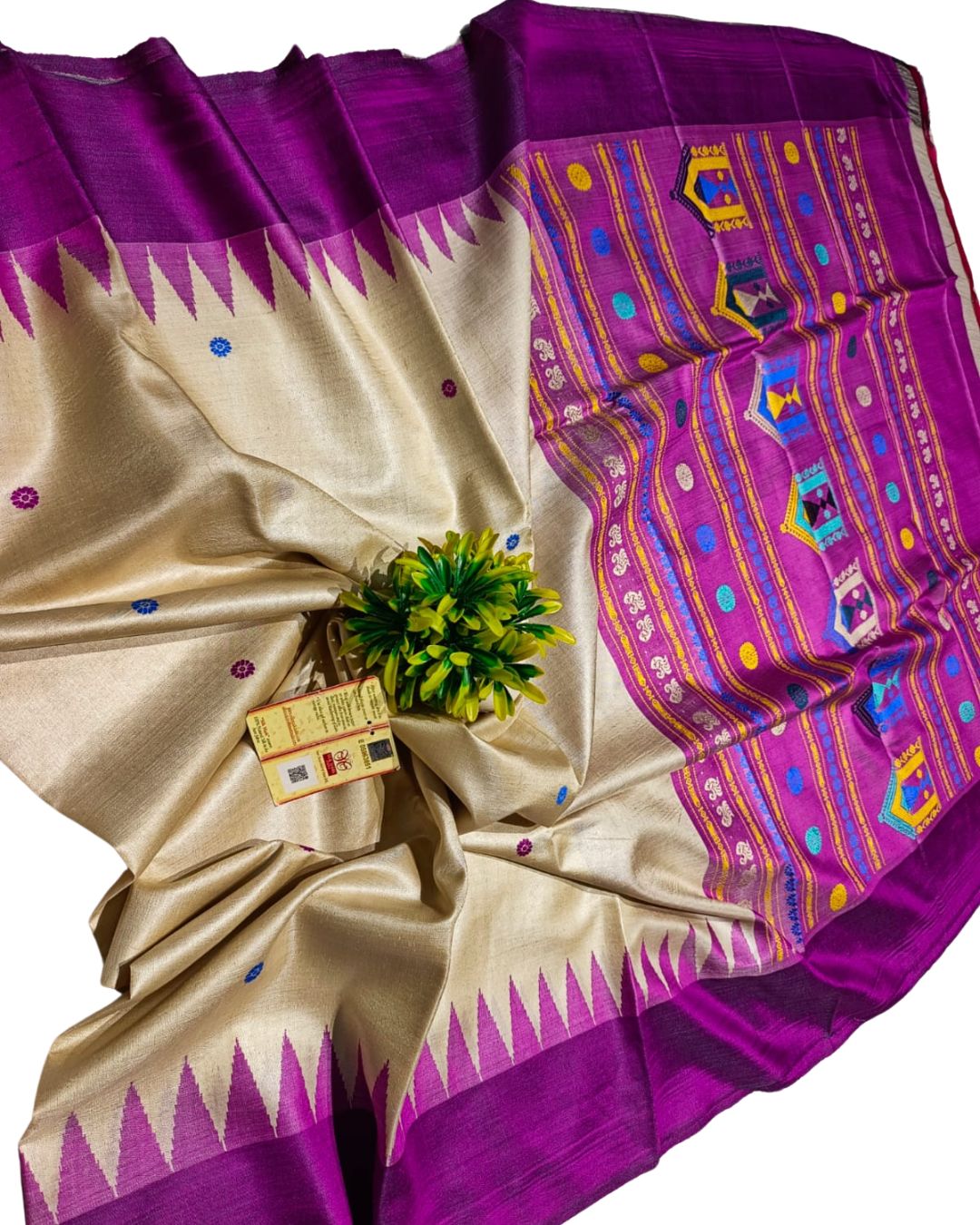 Pure Tussar Silk Dolabedi Pallu Authentic Handloom Saree