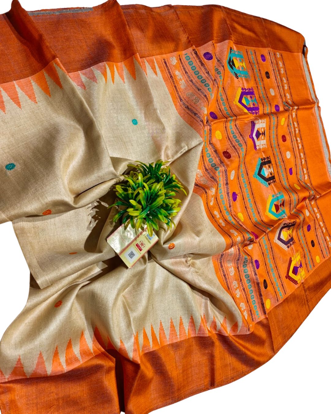 Pure Tussar Silk Dolabedi Pallu Authentic Handloom Saree