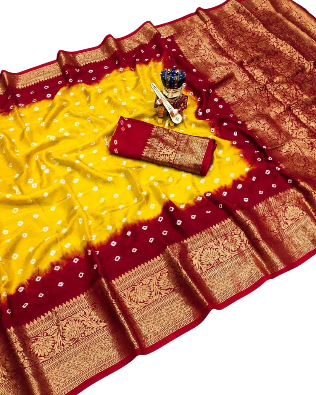 Cotton Silk Bandhani Saree with Traditional Hand Dyeing