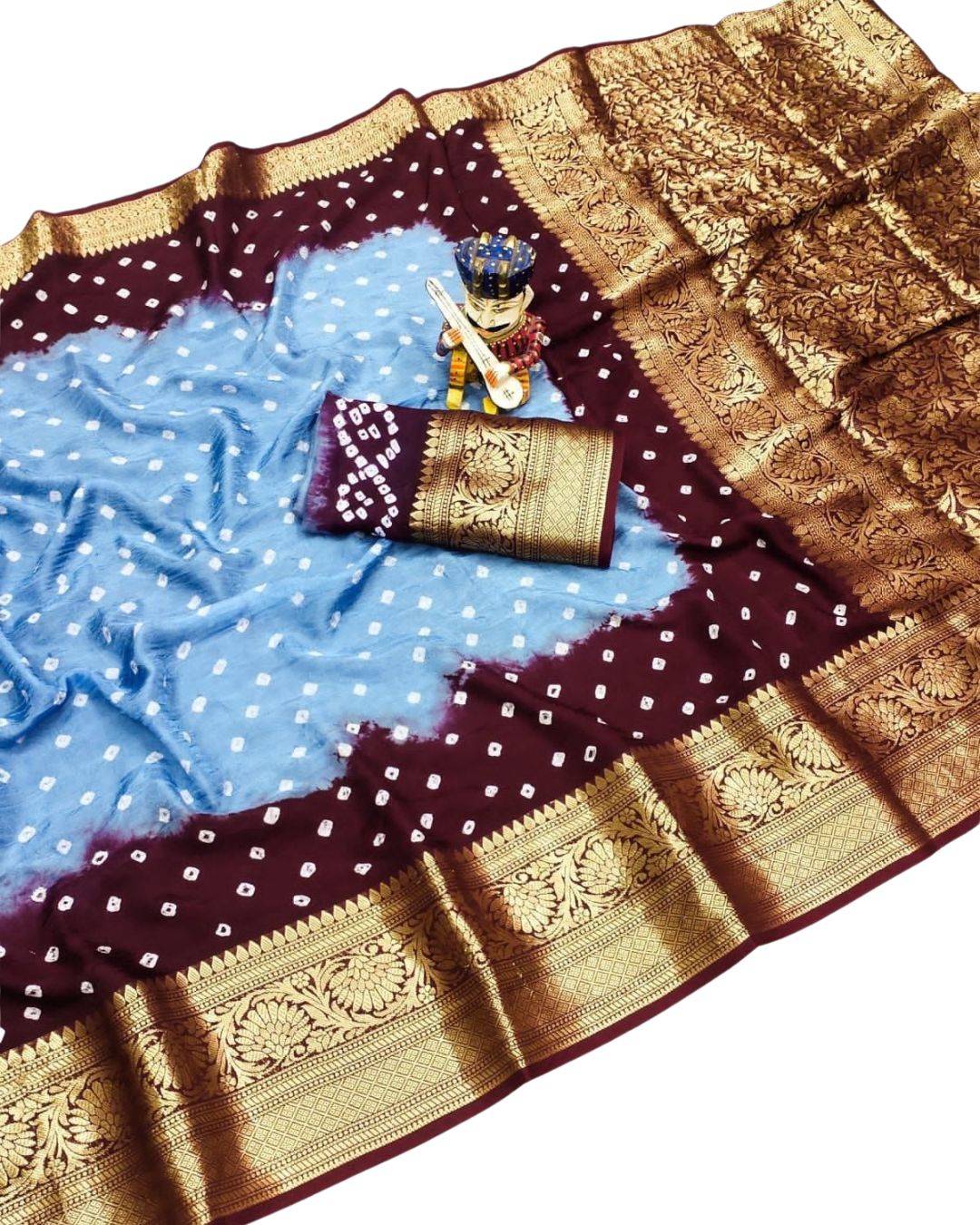 Cotton Silk Bandhani Saree with Traditional Hand Dyeing