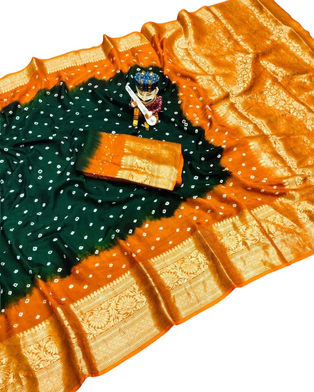 Cotton Silk Bandhani Saree with Traditional Hand Dyeing