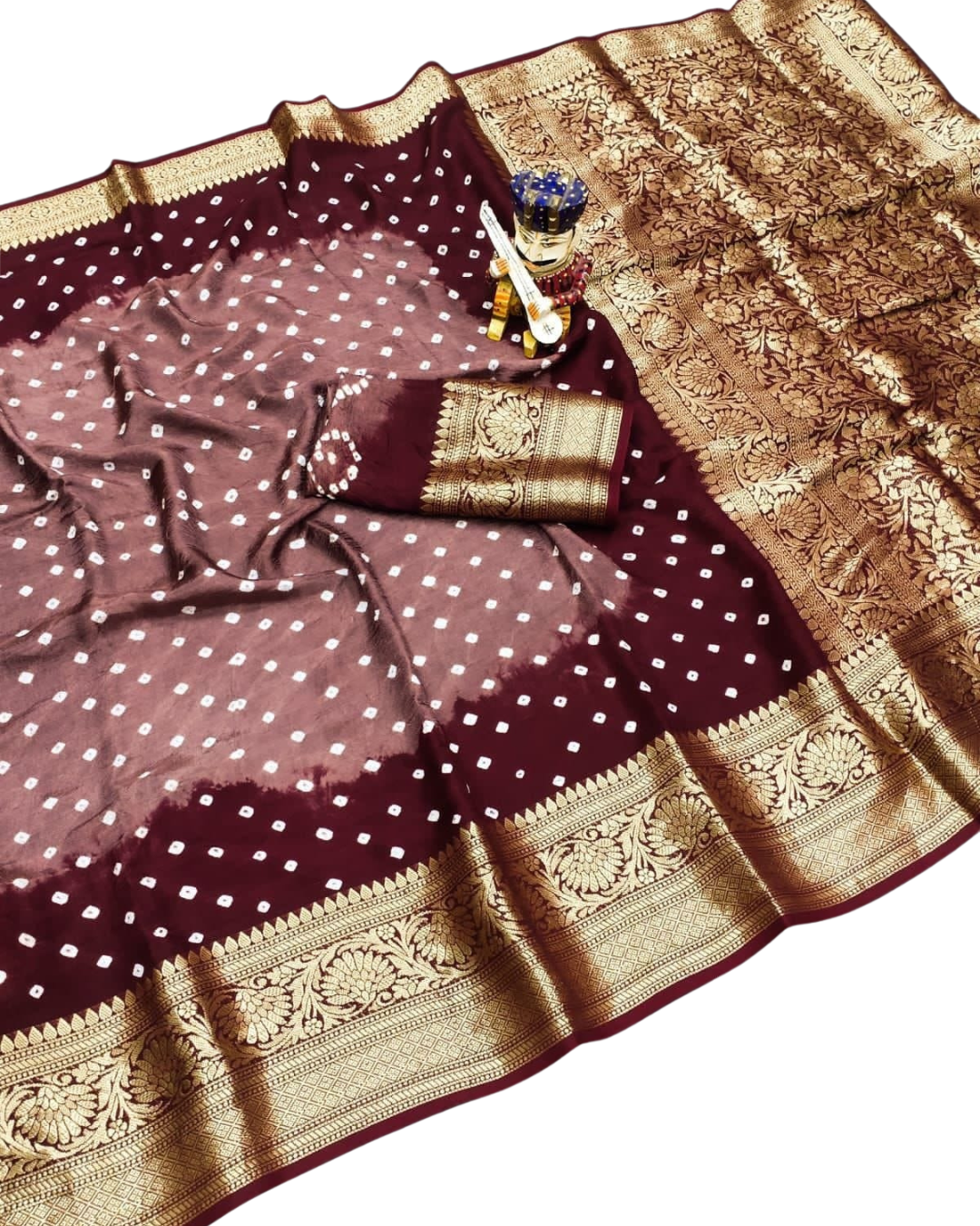 Cotton Silk Bandhani Saree with Traditional Hand Dyeing