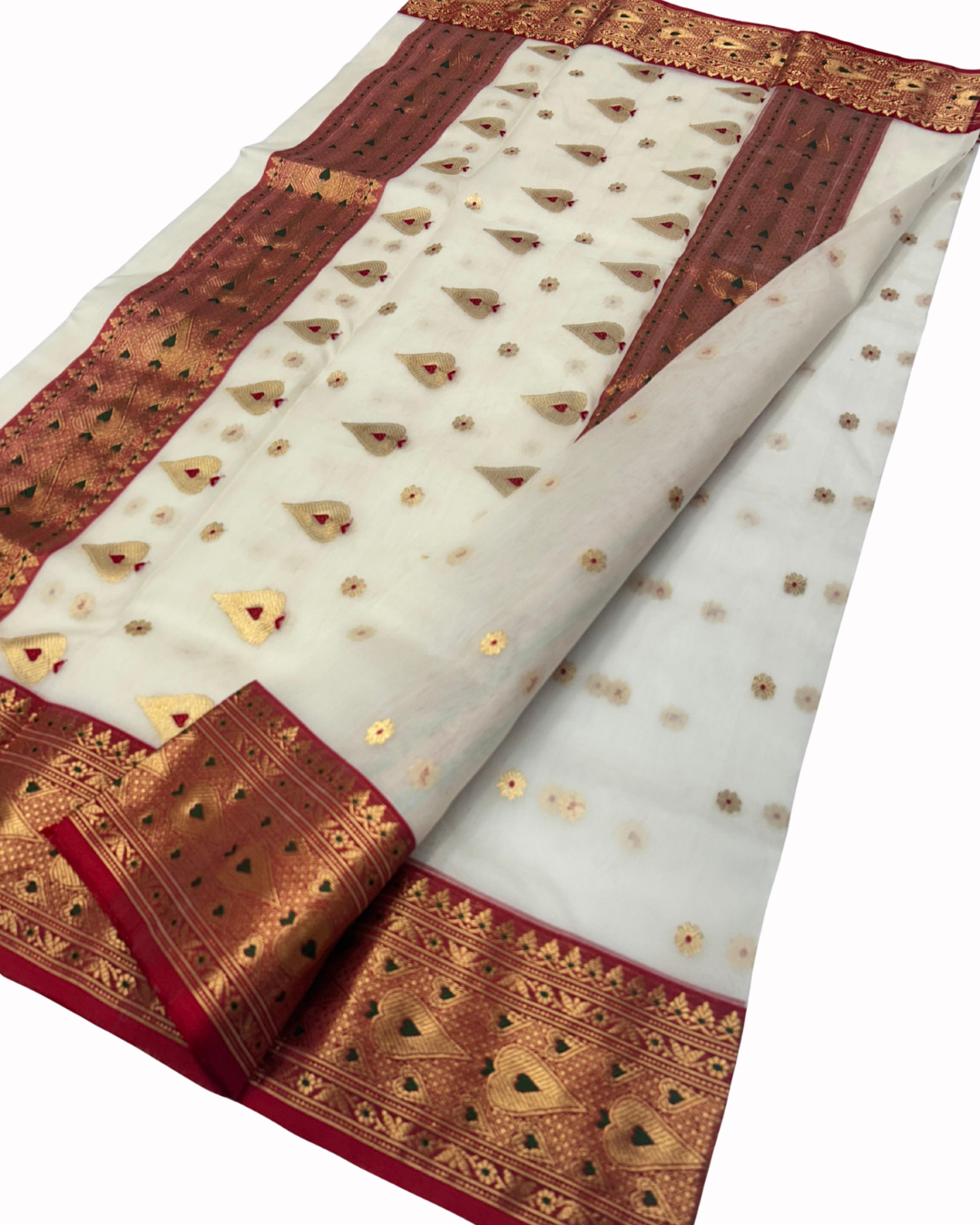 Royal Meenakari Buti Chanderi Handloom Handwoven Katan Organza Silk Saree