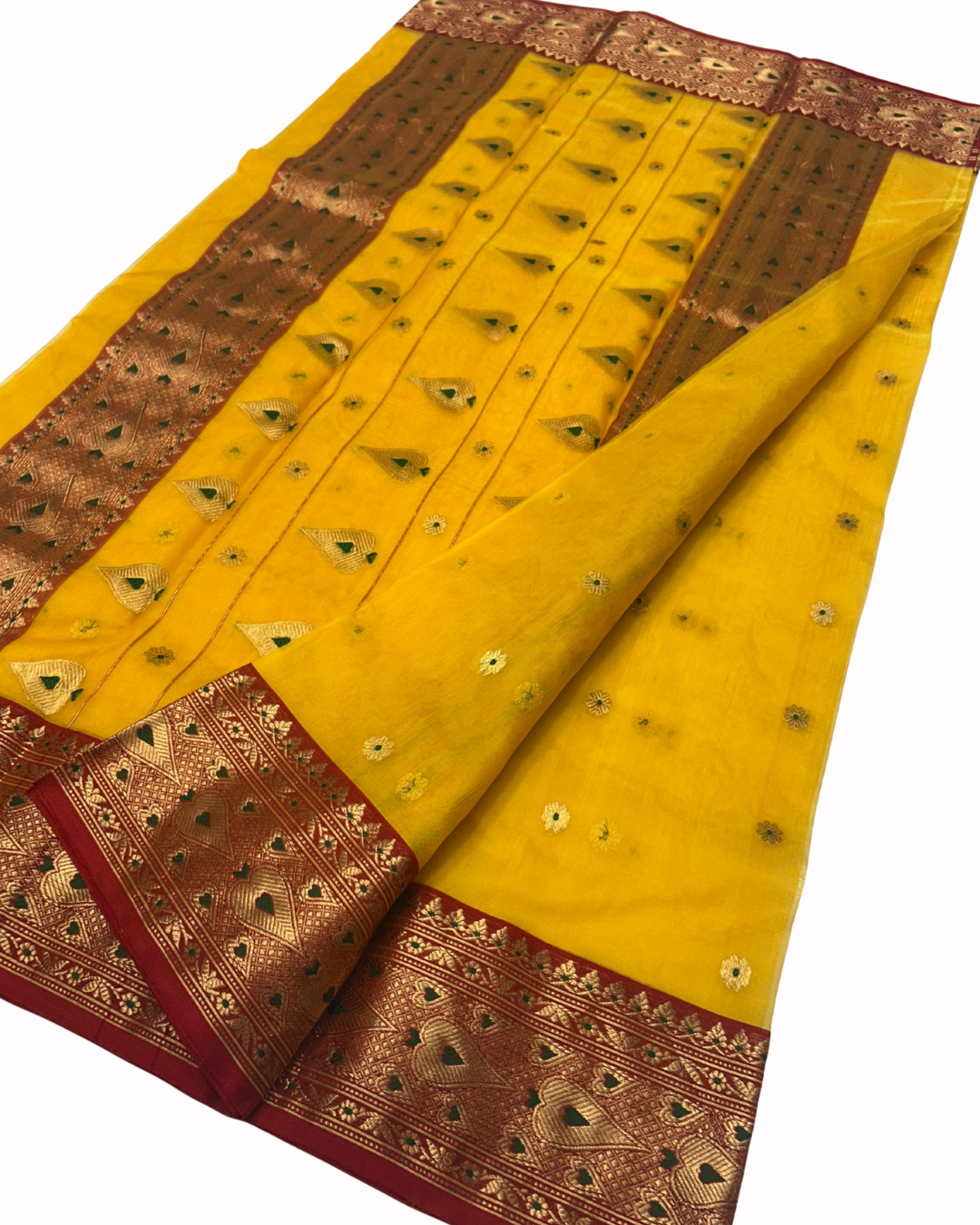 Royal Meenakari Buti Chanderi Handloom Handwoven Katan Organza Silk Saree