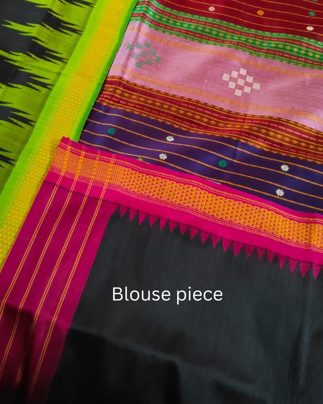 Authentic Berhampuri Double Pallu Silk Saree – With Ganga Jamuna Phoda Kumbha Border & Multicolour Pallu