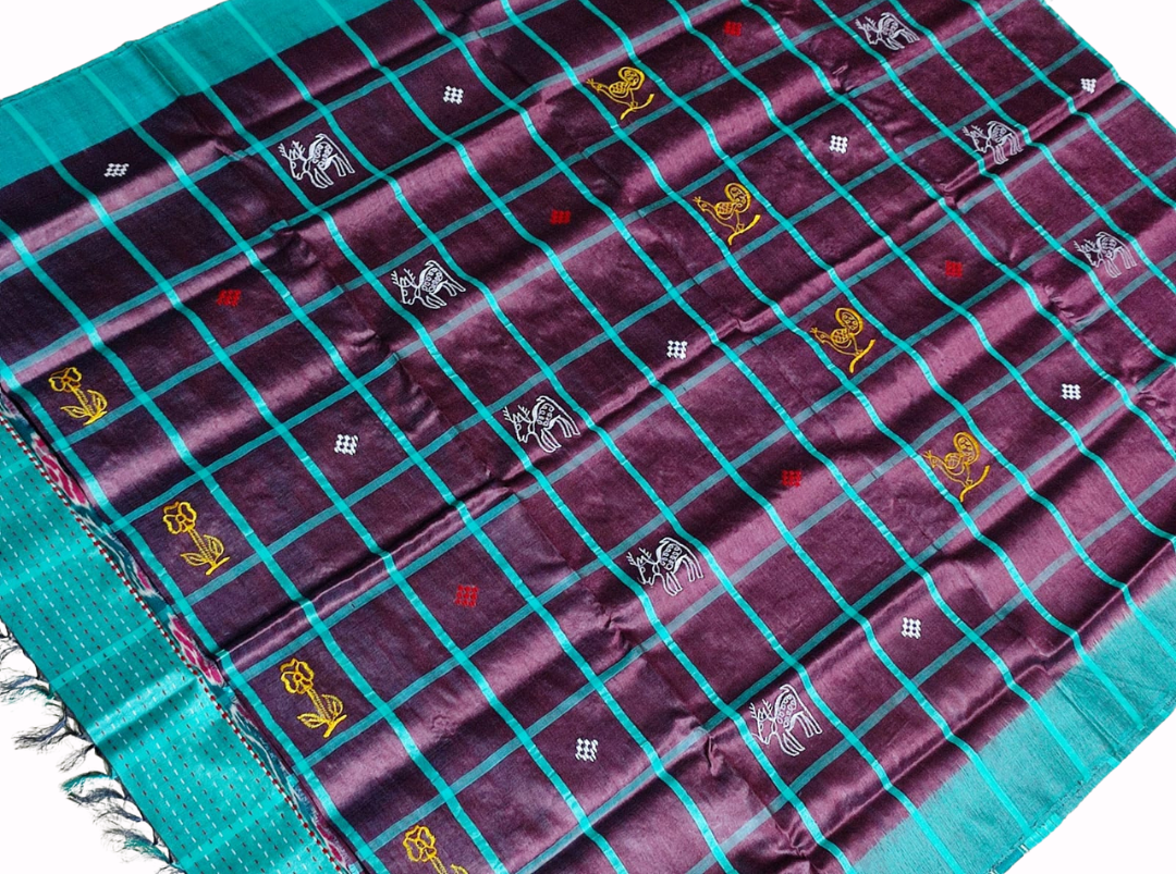 Authentic Handwoven Santali Tribal Pure Tussar Silk Saree