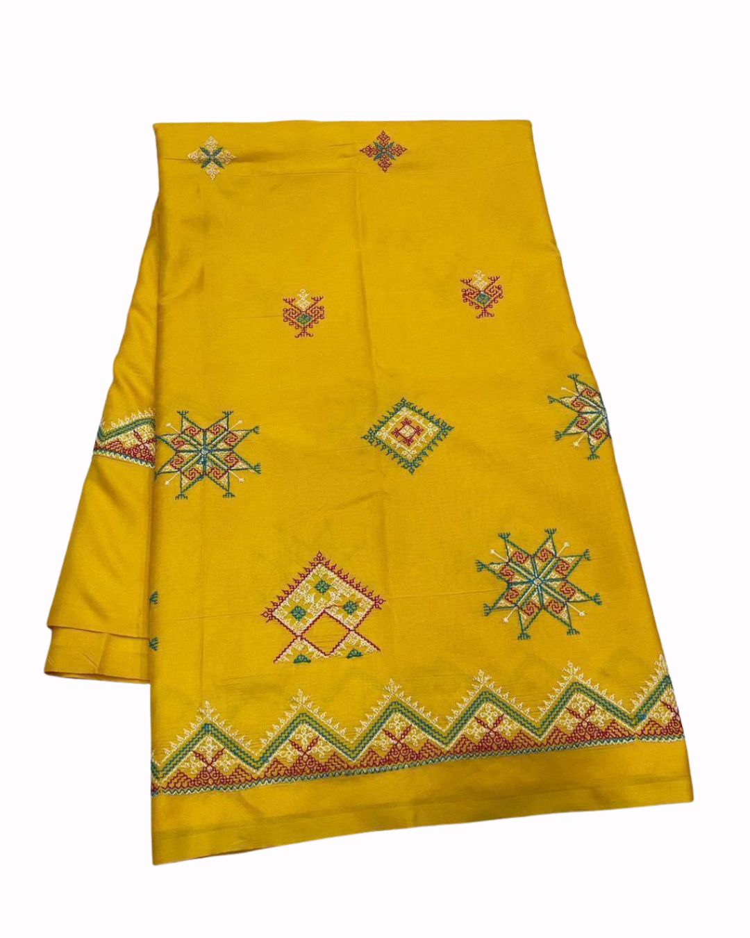 Yellow Color Kasuti Work Malai Silk Saree