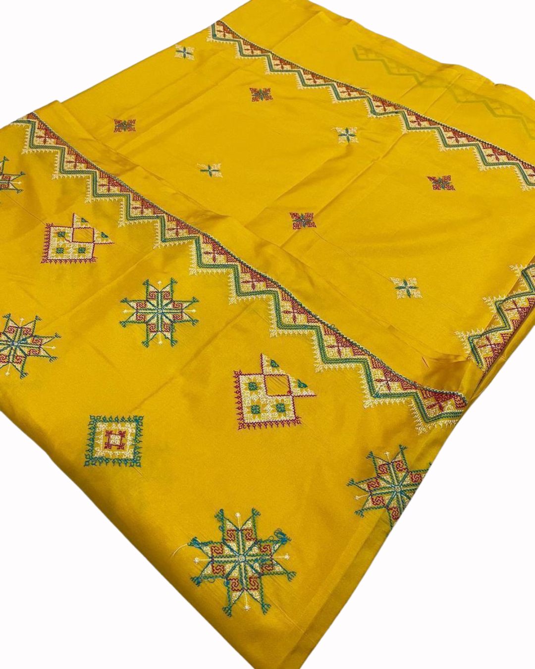 Yellow Color Kasuti Work Malai Silk Saree