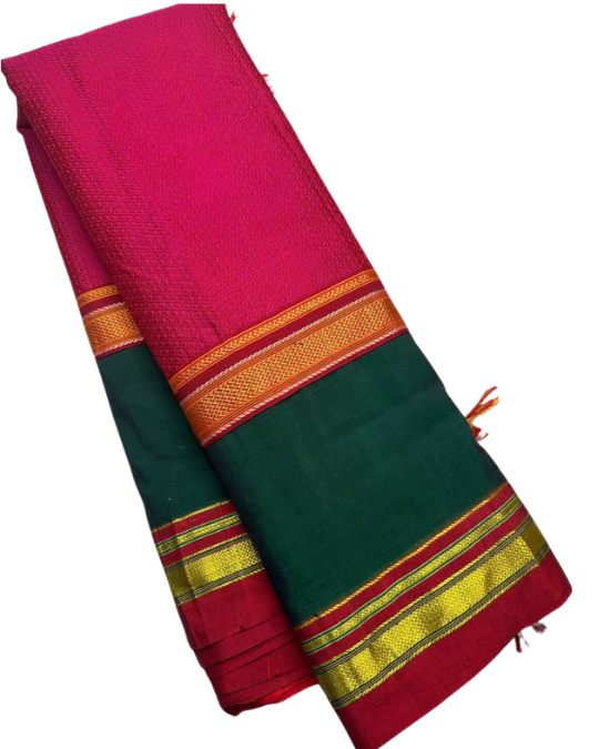 Exclusive Karnataka Ilkal mercerised cotton saree with Thoda Paras border and Tope pallu