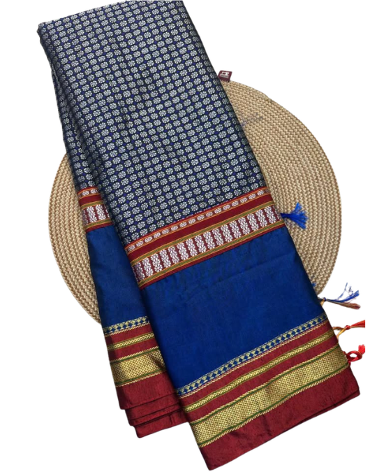Exclusive Karnataka Ilkal mercerised cotton saree with Thoda Paras border and Tope pallu