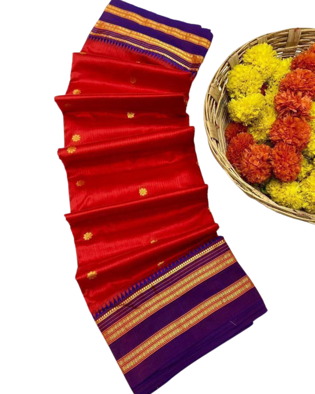 Narayanpeth Pure Silk Saree – 1 Ply Weaving | Traditional Palllu