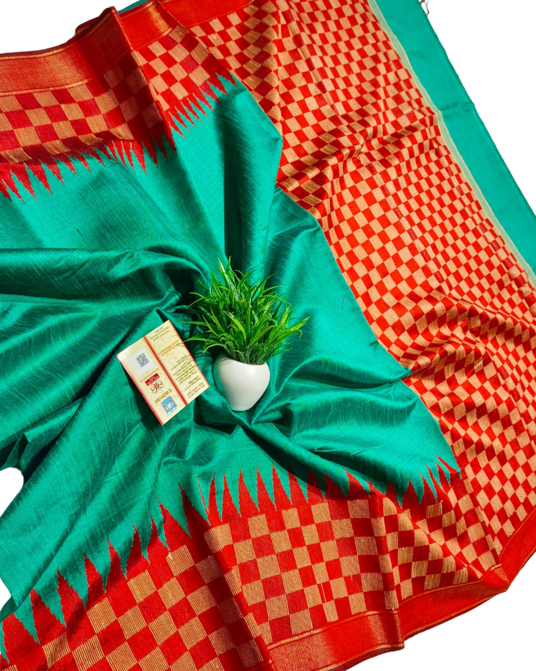 Pure Raw Silk Chhattisgarh Handloom Saree With Contrast Blouse