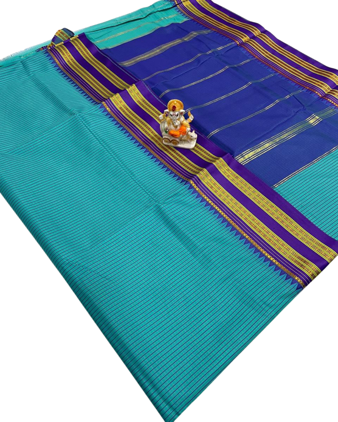 Narayanpet Border Mini Check Soft Catonic Silk Saree