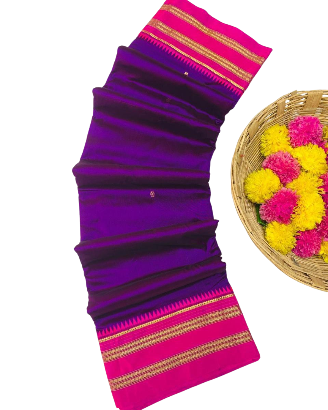 Narayanpeth Pure Silk Saree – 1 Ply Weaving | Traditional Palllu