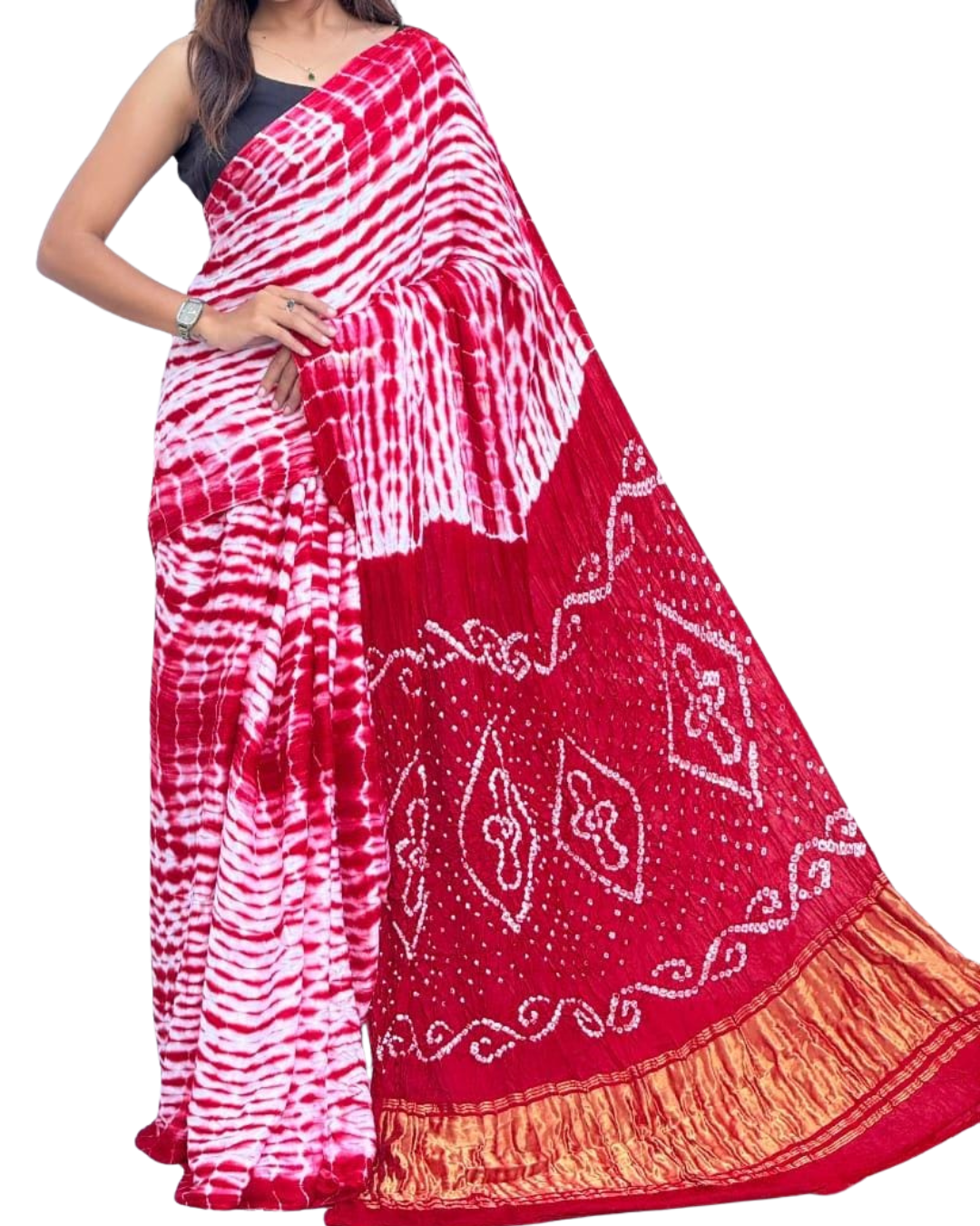 Pure Modal Silk Bandhej Shibori Saree