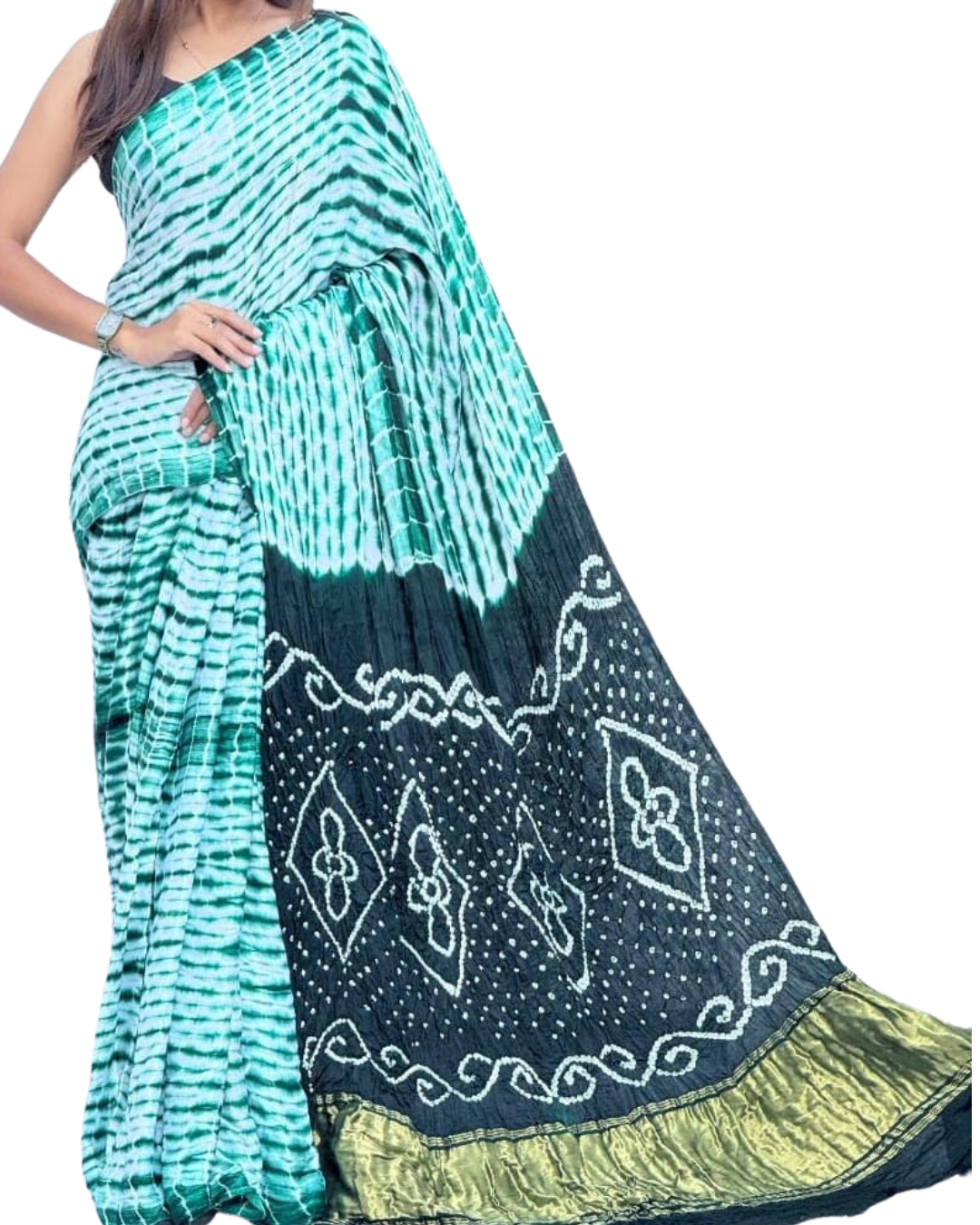 Pure Modal Silk Bandhej Shibori Saree