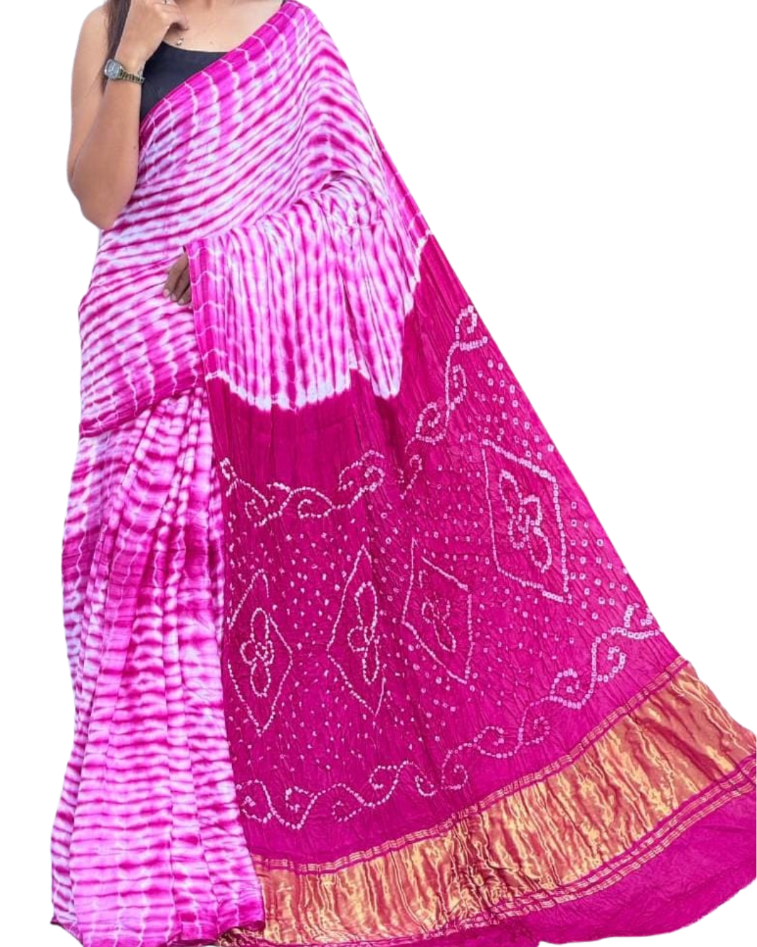 Pure Modal Silk Bandhej Shibori Saree