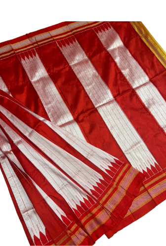 Karnataka Pure Silk Handloom Ilkal Saree with Chikki Paras Border &amp; Tope Pallu