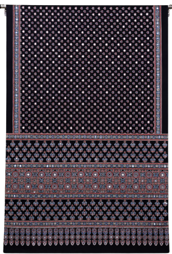 Pure Modal Silk Ajrakh Hand Block Printed Saree with Real Mirror Work