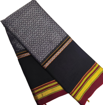 Exclusive Karnataka Ilkal Half & Half Saree in Mercerised Cotton with Thoda Paras Border & Tope Pallu