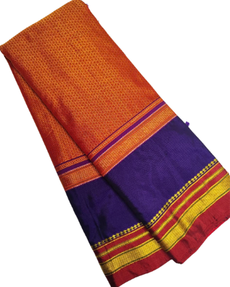 Exclusive Karnataka Ilkal Half & Half Saree in Mercerised Cotton with Thoda Paras Border & Tope Pallu