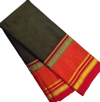 Exclusive Karnataka Ilkal Half & Half Saree in Mercerised Cotton with Thoda Paras Border & Tope Pallu