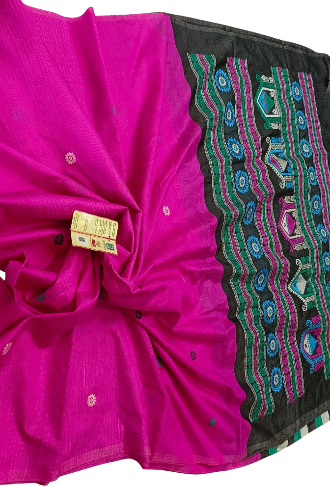 Pure Raw Silk Dolabedi Handloom Saree with All-Over Booti