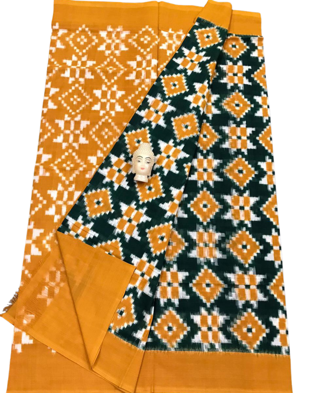 Authentic Telia Rumal Handloom Cotton Saree - Traditional Ikat Weave from Puttapaka