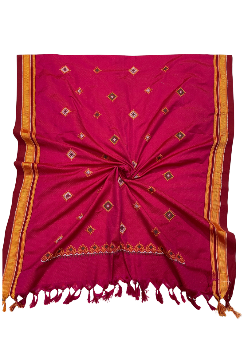Customise Pure Resham Khun Dupatta with Kasuti Work