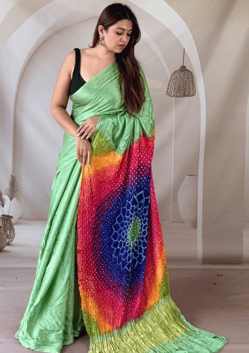 Modal Silk Multicolour Pallu Saree – Modern Statement Saree for the Contemporary Woman
