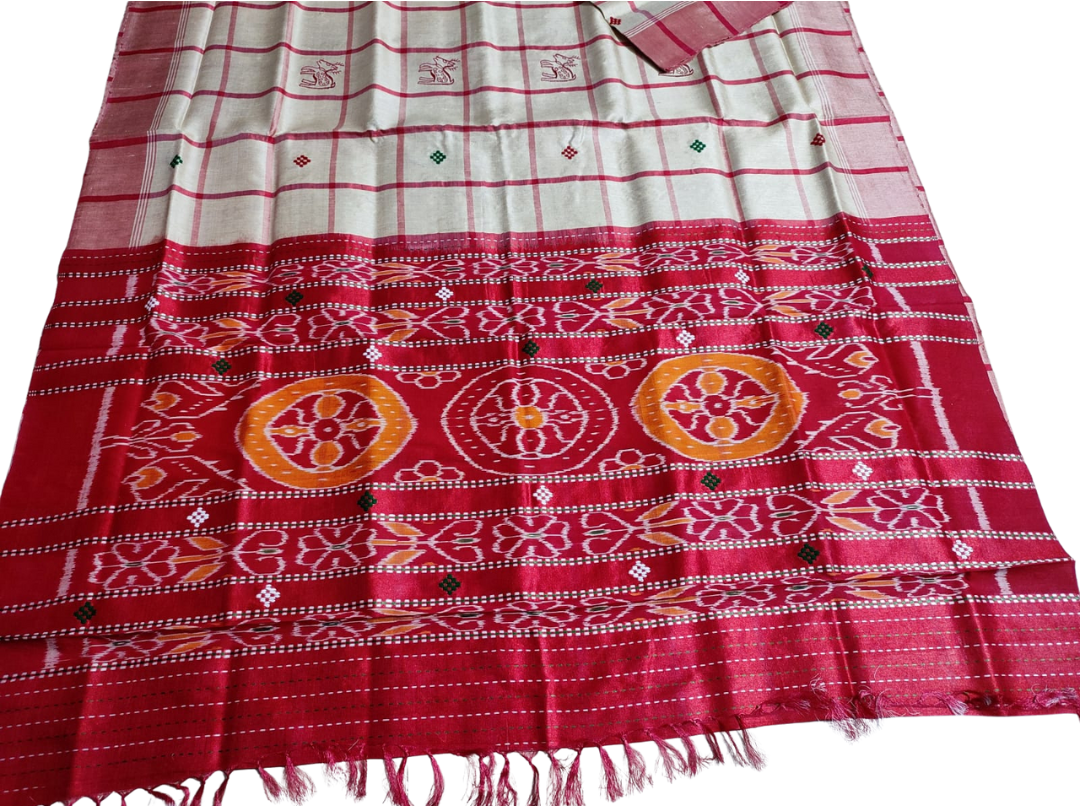 Handwoven Santali Tribal Tussar Silk Saree