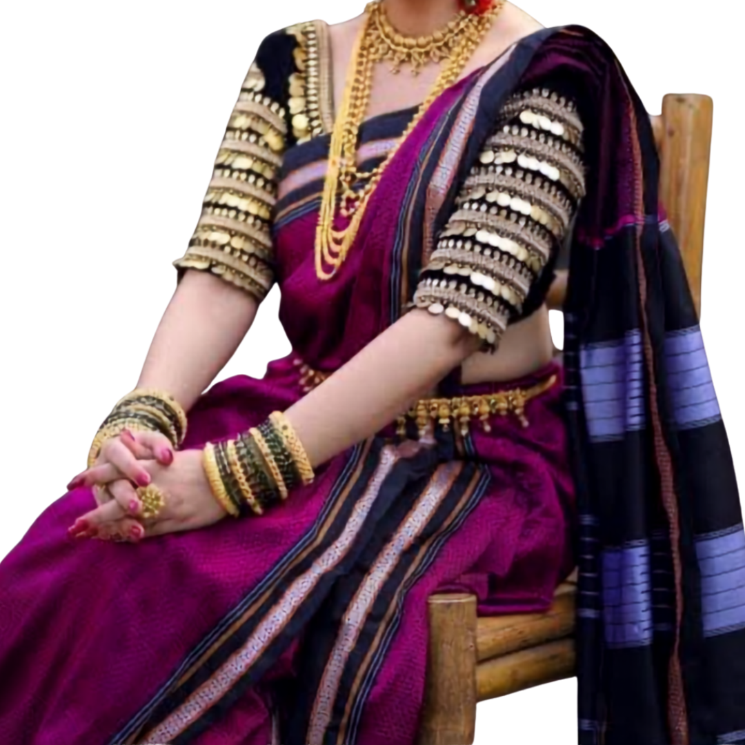 Khan Ilkal Saree | Maharashtrian Wedding & Festive Saree | 6.20m with Running Blouse Piece