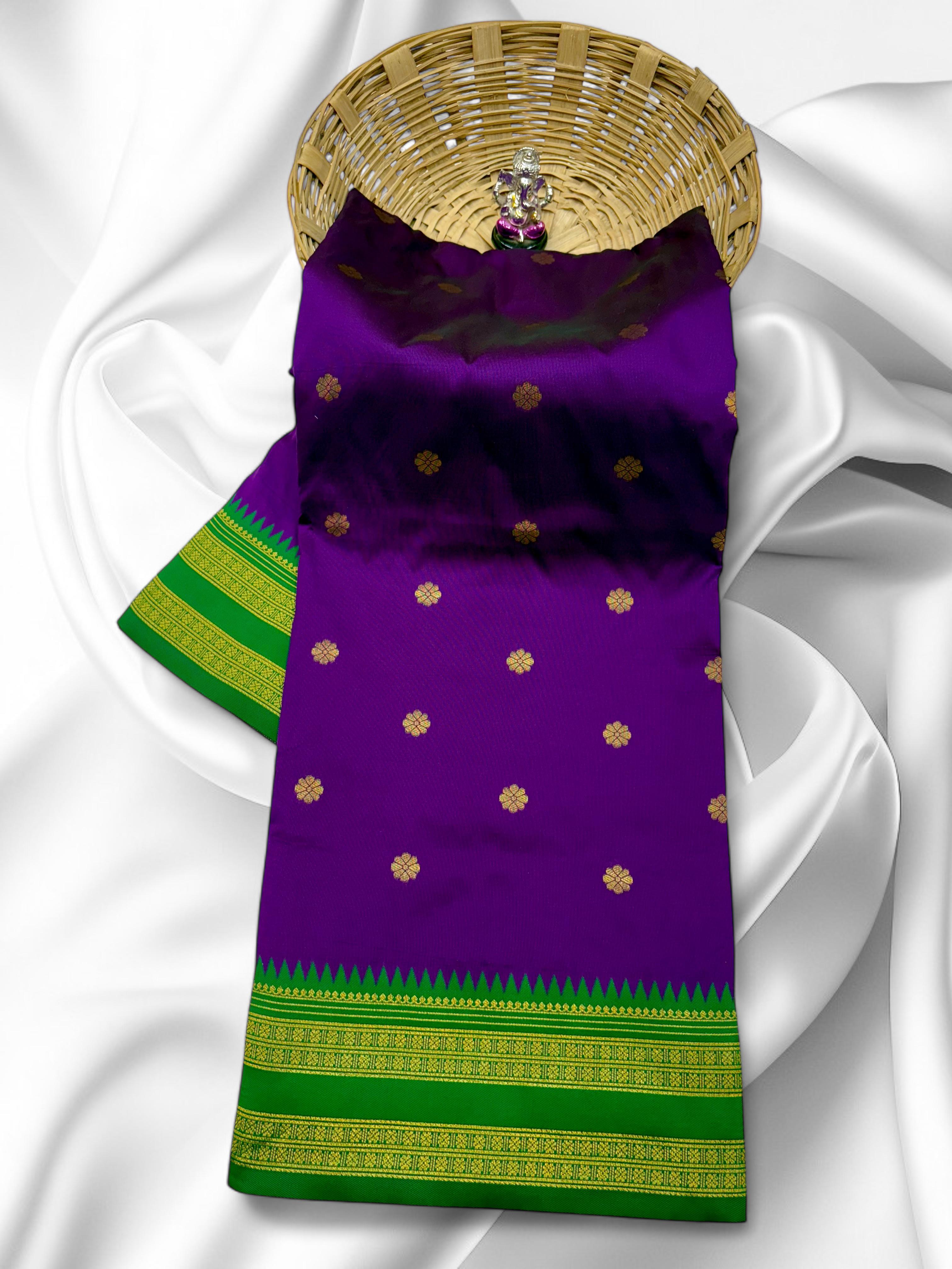 Narayan Peth Paithani Silk Saree With Contrast Blouse Piece