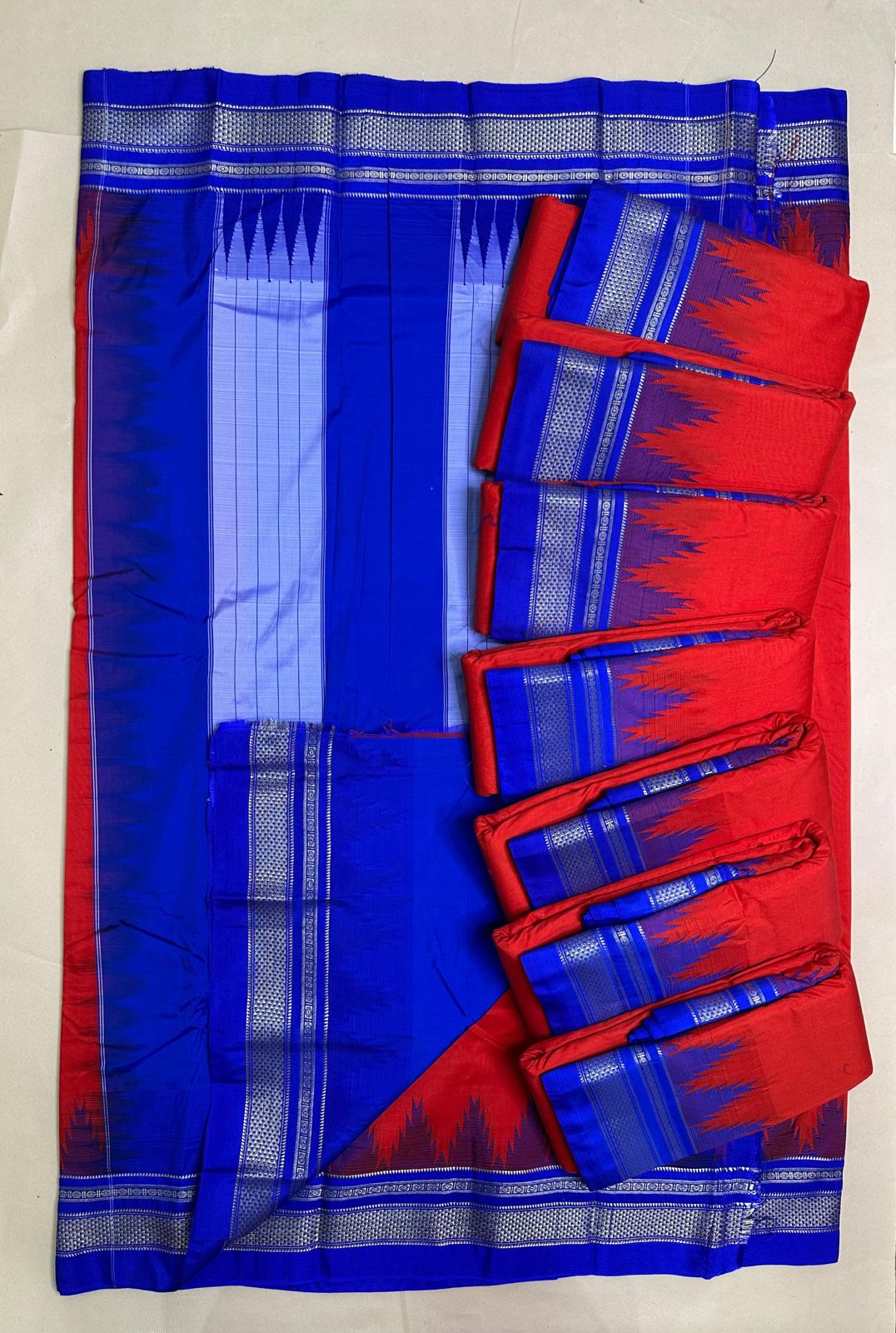 Temple Border Mercerised Cotton Saree with Soft Silk Pallu