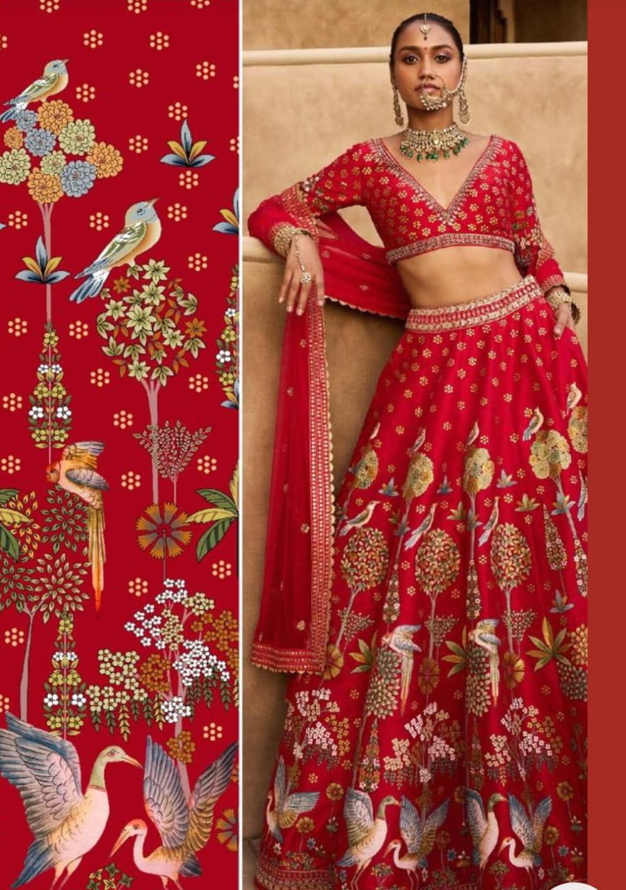 Exclusive Unstitched Pattachitra Pure Silk Lehenga Set With Chanderi Dupatta