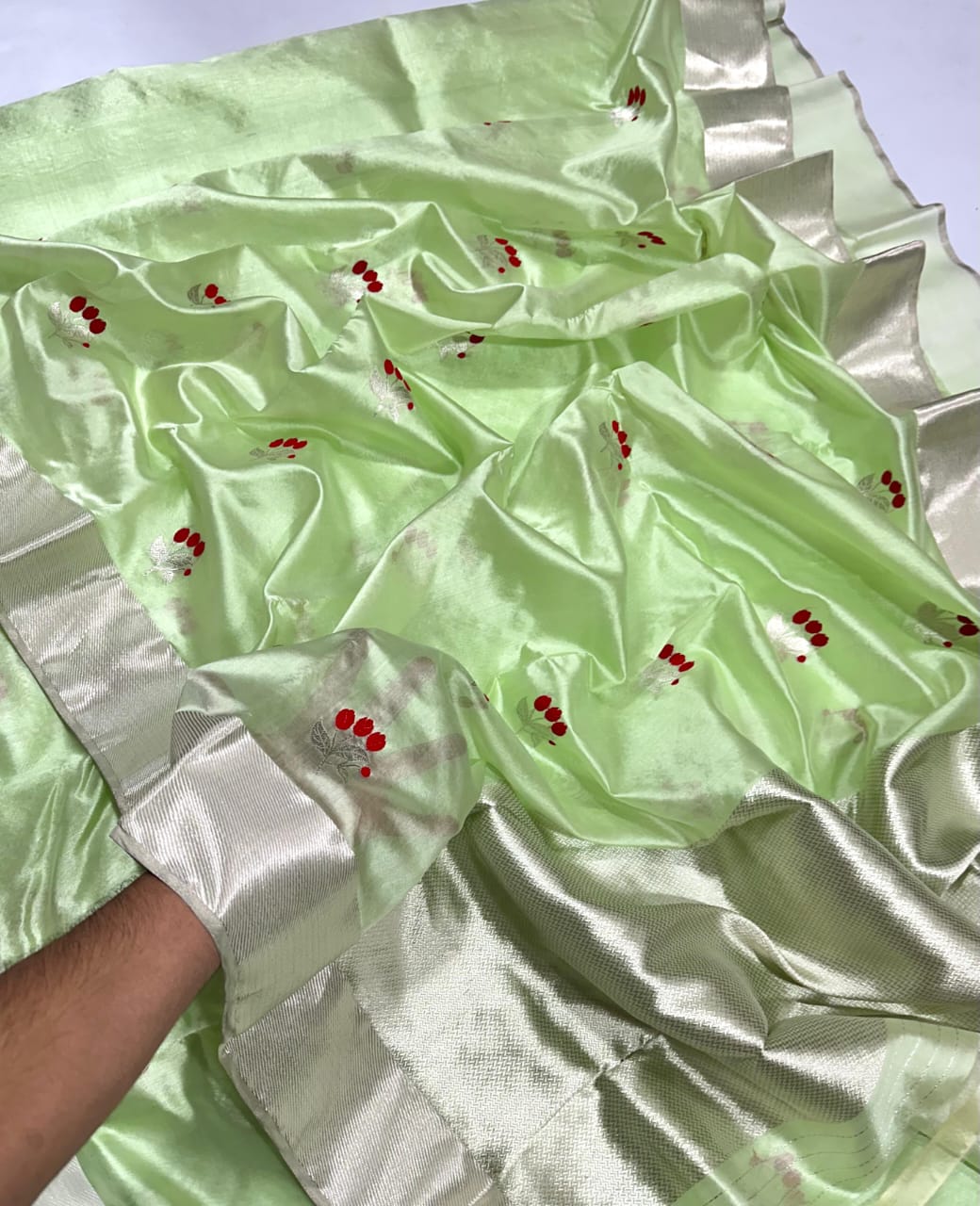 Pastel Pattu Silk Chanderi Saree